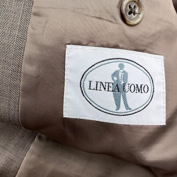 Linea Uomo Suit Men 40R 34Wx28L Brown Blue Stripe Super 100s Wool Classic Career - Picture 9 of 16